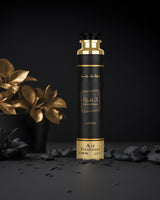 khamrah air freshener bottle photograph with golden leafs at background