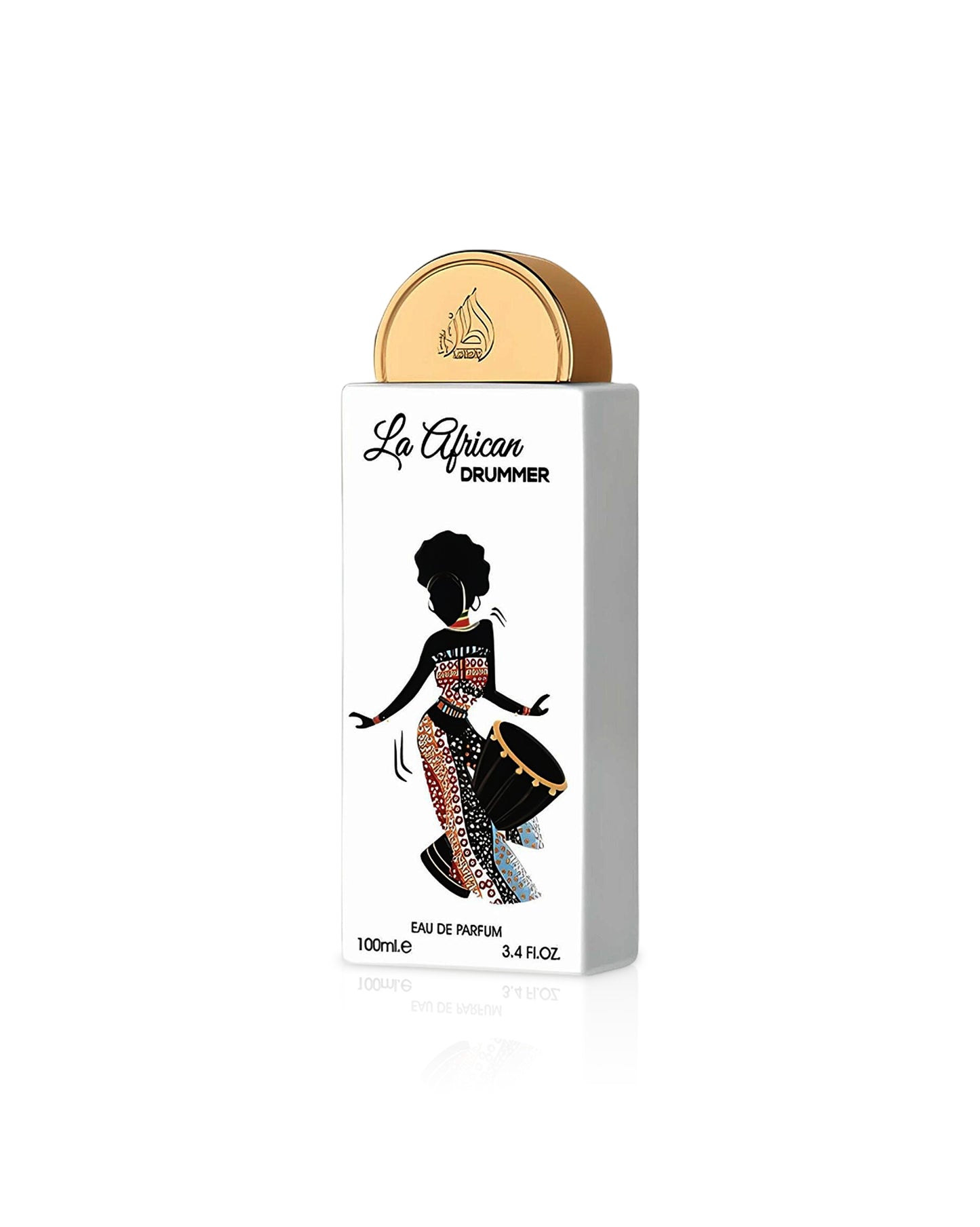 la african drummer by lattafa pride perfume bottle shows against white background