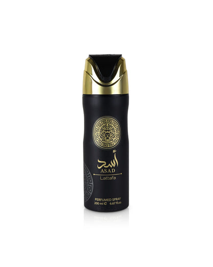 lattafa asad deodorant perfume bottle shows against white background