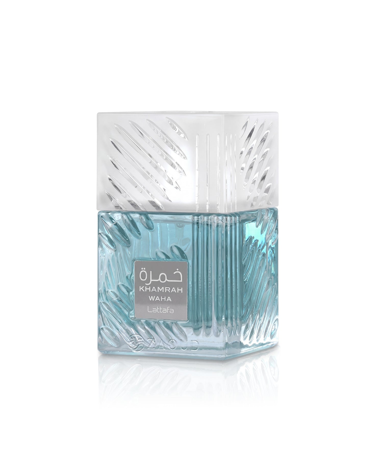 lattafa khamrah waha perfume bottle shows against white background