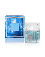 lattafa khamrah waha perfume bottle shows beside its packaging against white background