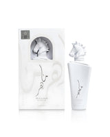 lattafa maahir legacy perfume bottle shows beside packaging against white background