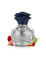 lattafa thouq perfume bottle surrounded with fragrance notes like lyche and amber  shows against white background