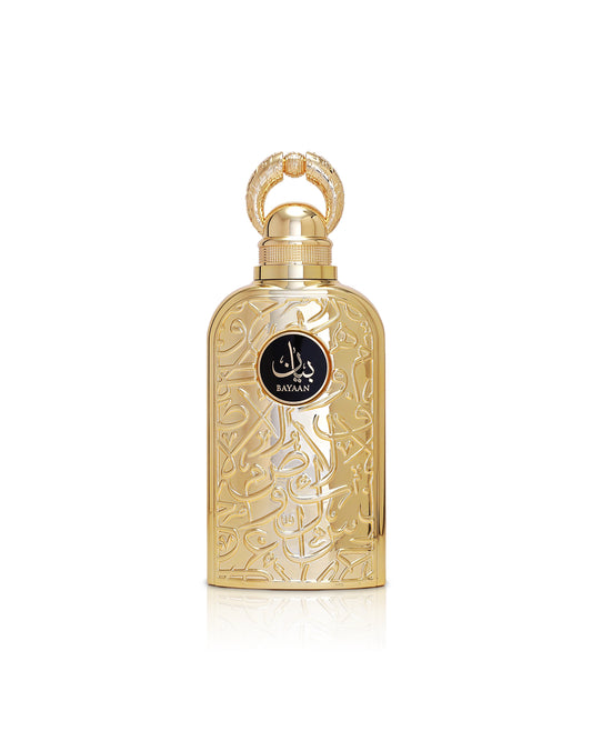 lattafa bayaan perfume bottle shows against white background