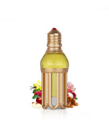 lattafa esraa perfume oil Decorative light bulb with floral elements like apple and caramel on a white background