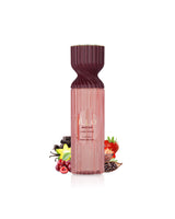 lattafa mayar cherry intense Pink perfume bottle with fruit illustrations on a white background
