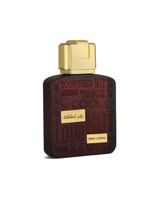 lattafa ramz gold perfume bottle shows against white background