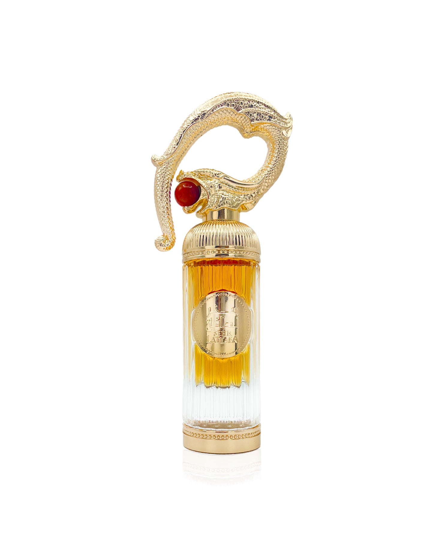 lattafa sehr perfume bottle shows against white background