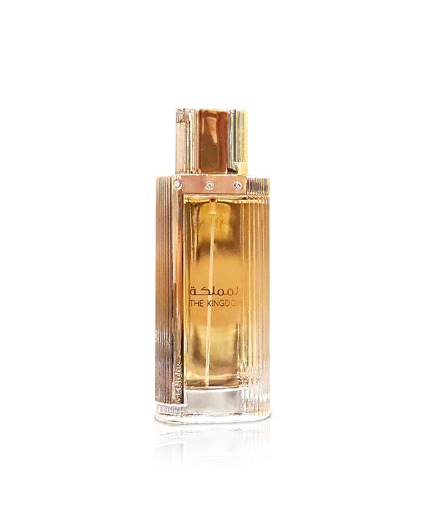 LATTAFA the kingdom for women Perfume bottle with gold label on a white background