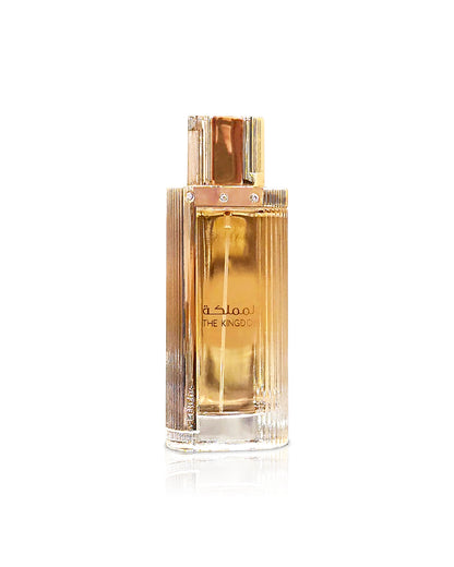 LATTAFA the kingdom for women Perfume bottle with gold label on a white background