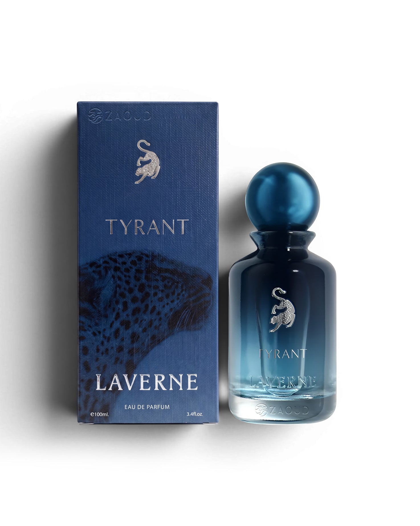 laverne tyrant perfume bottle shows beside its box against white background