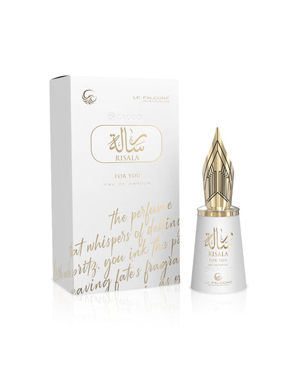 le falcone risala for you Perfume bottle and packaging with 'Risala' branding on a white background