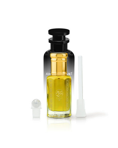 levana perfume oil bottle with original perfume bottle behind against white background