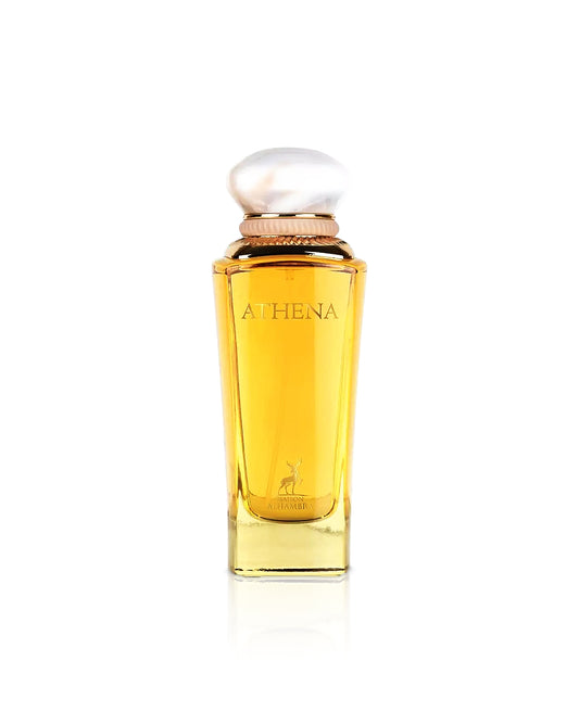 maison alhambra athena perfume bottle shows against white background