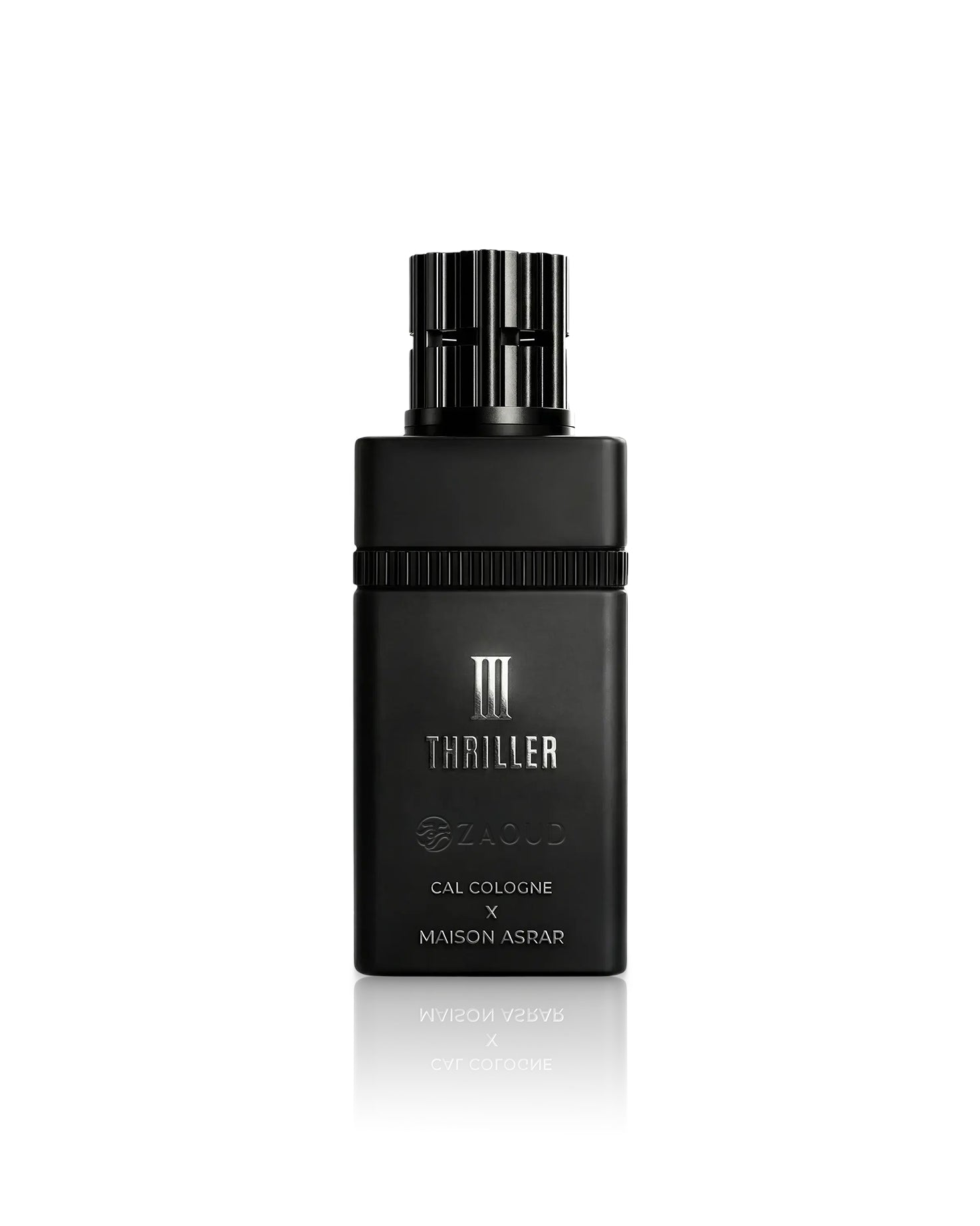 maison asrar thriller 3 perfume bottle shows against white background