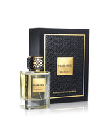 khadlaj maison flor oud perfume bottle shows beside its box against white background
