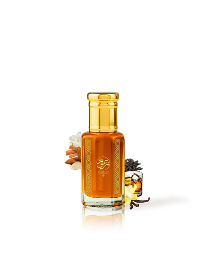 manna angels share perfume oil bottle shows with vanilla behind the bottle