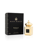 Matin Martin Miral perfume bottle and packaging on a white background