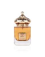 Perfume bottle labeled 'Wild & Spicy' by Matin Martin on a white background