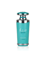 lattafa mayar natural intense Turquoise bottle with silver cap on a white background