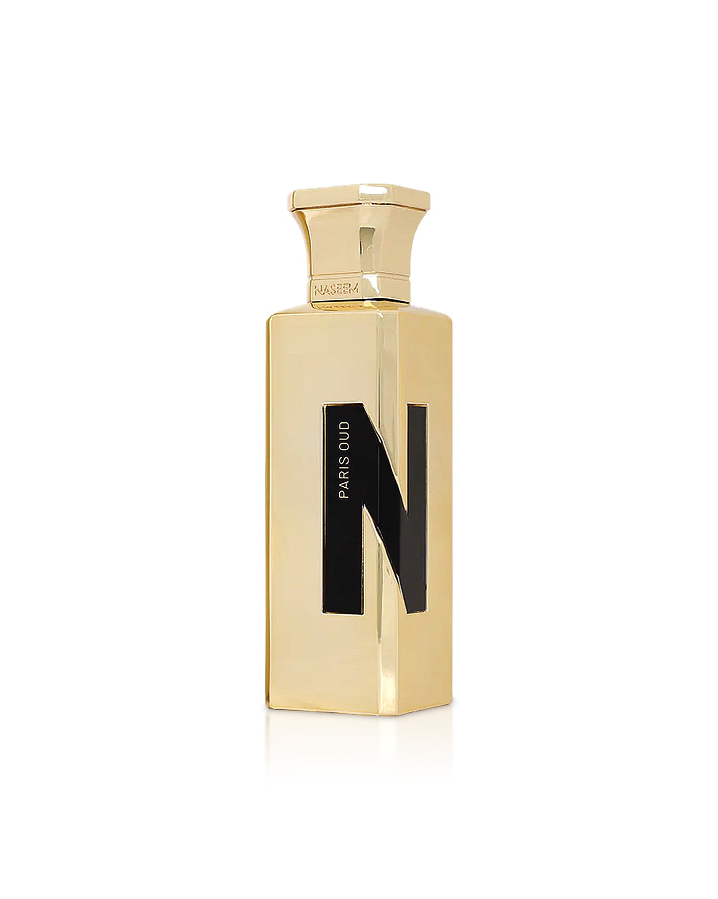 naseem paris oud perfume bottle shows against white background