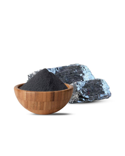 Natural moroccan Kohl Stone and Powdered Surma in Wooden Bowl shows against White Background