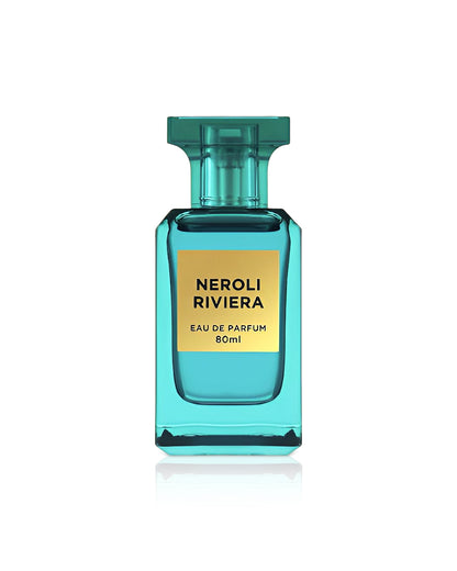 neroli riviera by fragrance world perfume bottle shows against white background