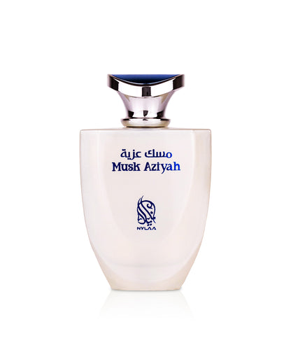 nylaa musk aziyah perfume bottle shows against white background
