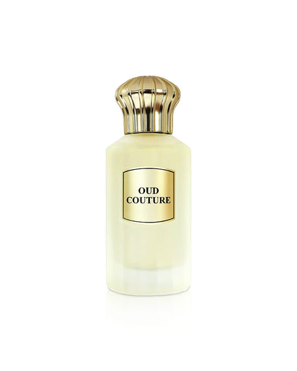 ahmed al maghribi oud couture perfume botte shows against white background