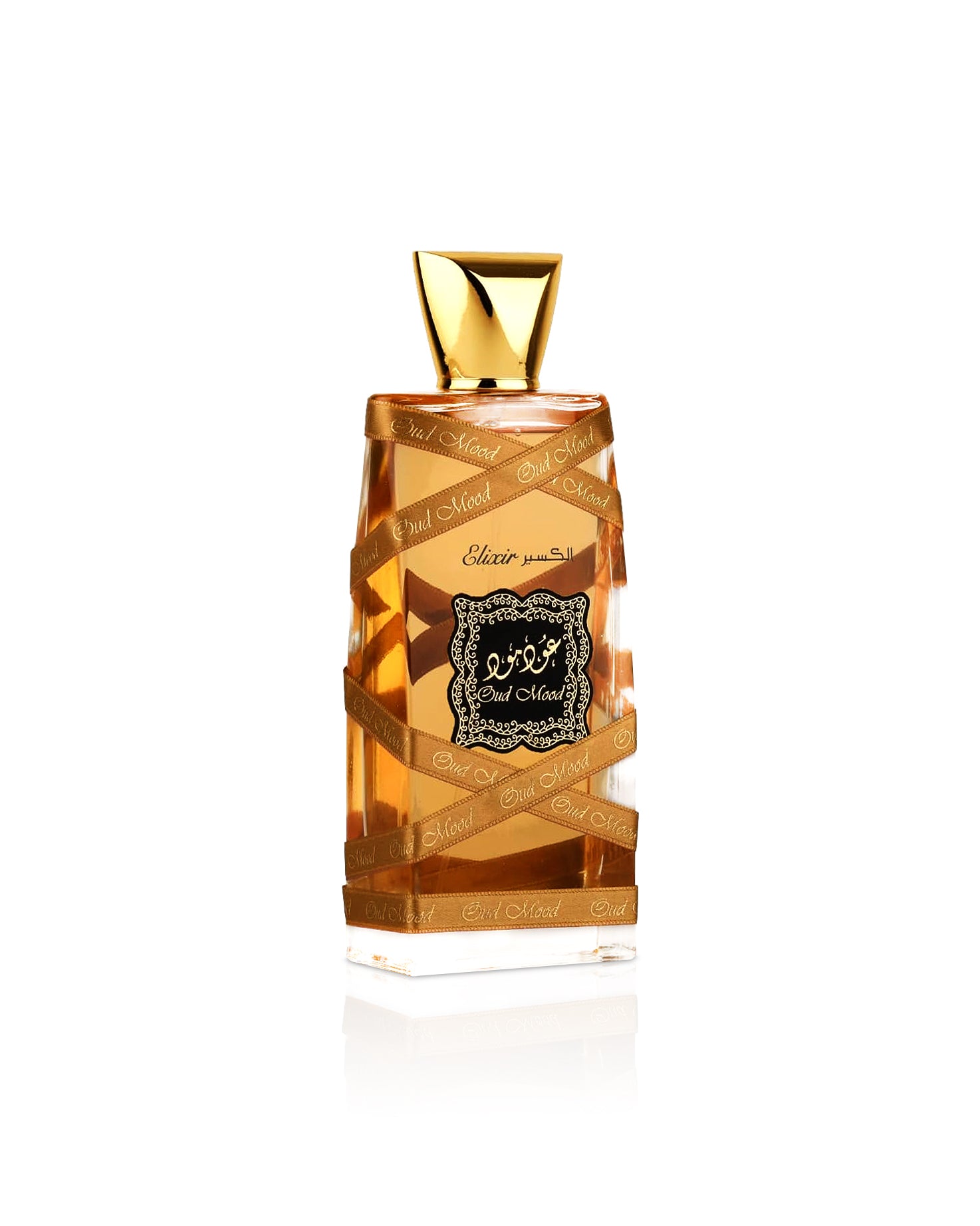 lattafa oud mood elixir perfume bottle shows against white background