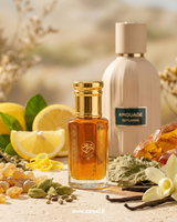 zaoud outcast perfume oil bottle photograph eside cardamom and spices over marble surface