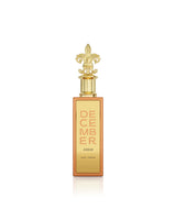 paris corner december amber perfume bottle shows against white background