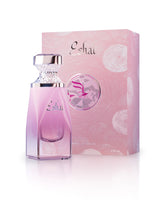 paris corner eshal musk perfume bottle shows beside its packaging against white background