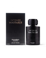 Black 'Intense Wayfarer' perfume bottle and packaging on a white background