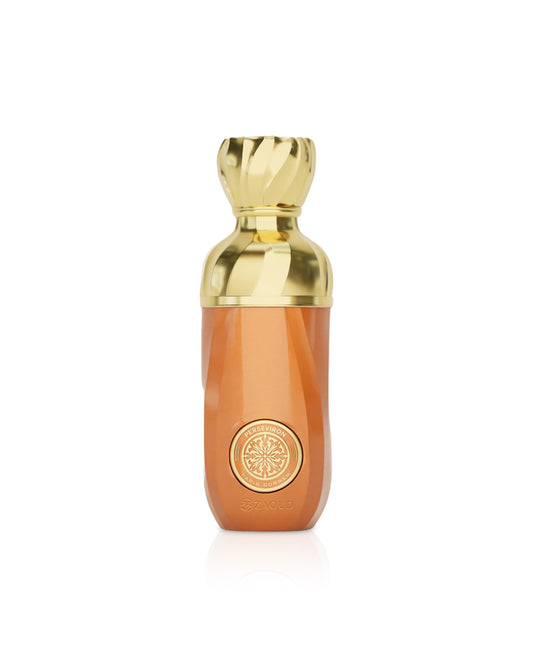 paris corner PERSEVIRON perfume Bottle with gold cap and circular emblem on a white background