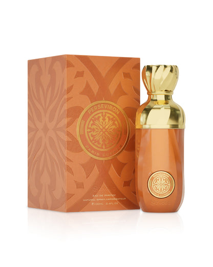 paris corner PERSEVIRON perfume bottle and packaging on a white background