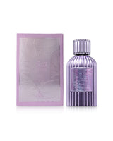 paris corner qissa gala perfume purple bottle shows beside its box against white background