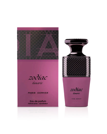 paris corner zodiac lunaris perfume bottle and packaging on a white background