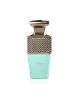 paris corner zodiac solmaris Perfume bottle with gold cap and turquoise base on a white background
