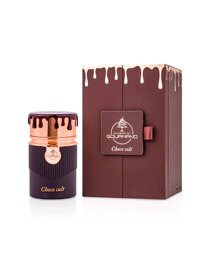 Gourmand paris corner Choco Cult perfume bottle and packaging on a white background
