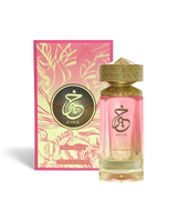paris corner khair peach delulu perfume bottle shows its packaging against white background