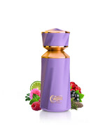 paris corner oravea perfume bottle surrounded with fragrance notes like raspberry and pine shows against white background