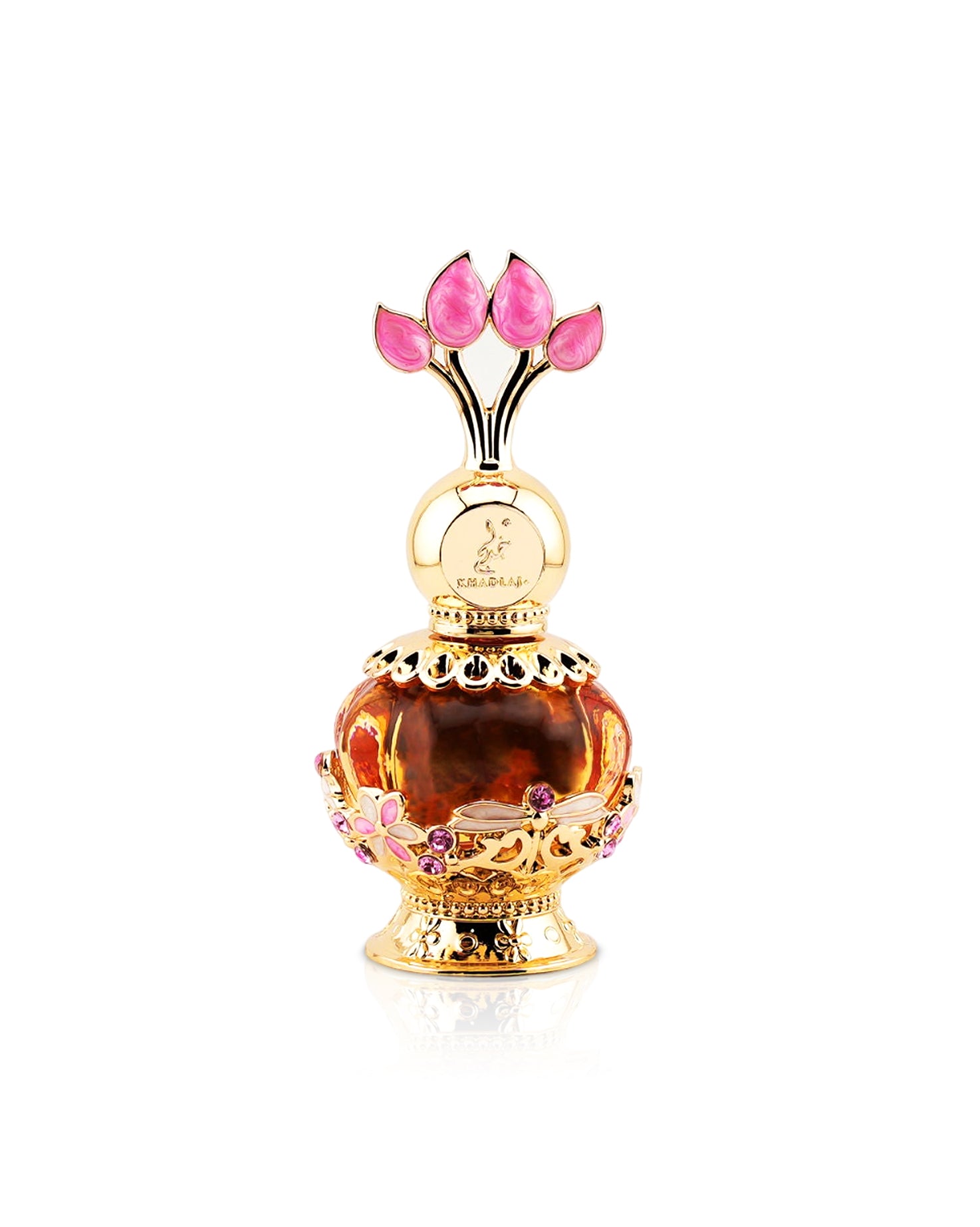 khadlaj pink musk perfume oil bottle shows against white background