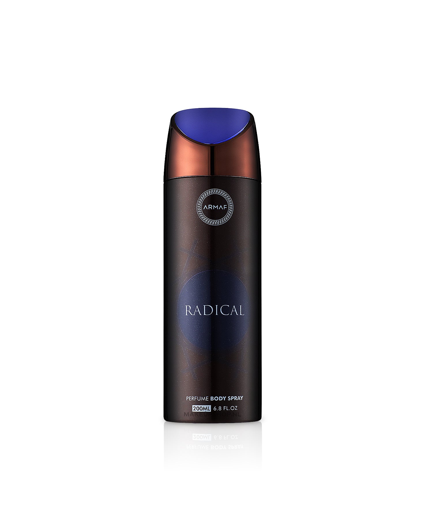 radical brown deodorant by armaf perfume bottle shows against white background