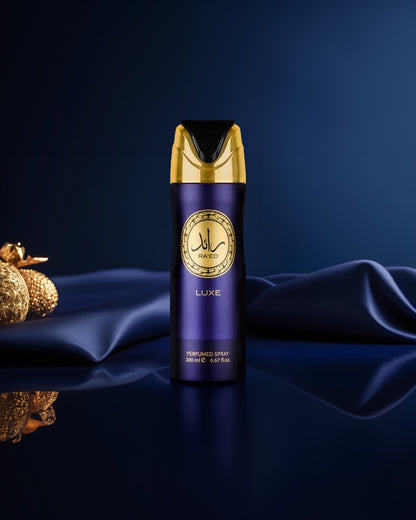 raed luxe Deodorant bottle phototgraph over reflected surface