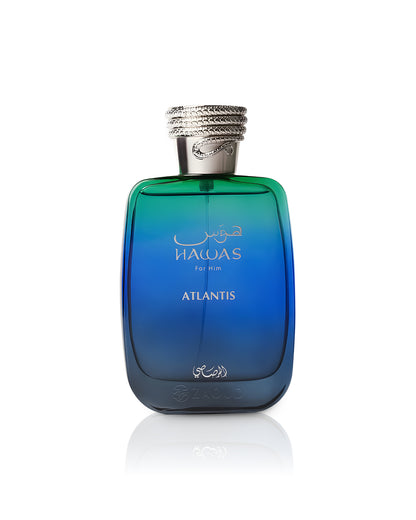 rasasi hawas atlantis perfume bottle shows against white background