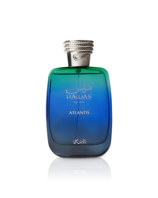 rasasi hawas atlantis perfume bottle shows against white background