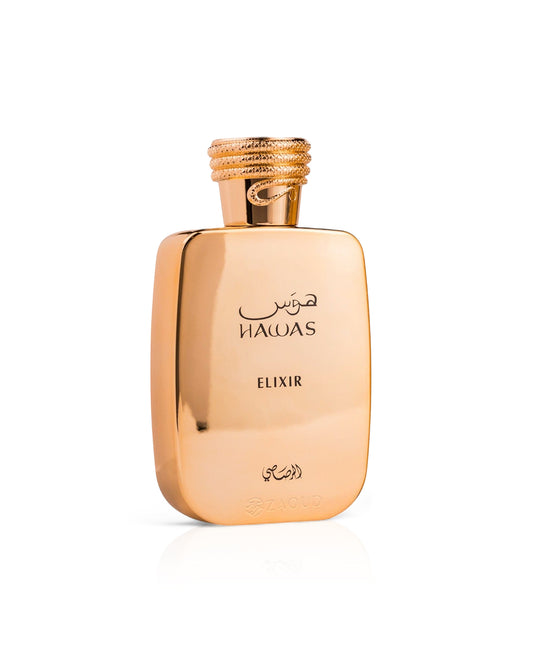 rasasi hawas elixir perfume bottle shows against white background