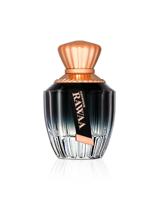 Rawaa by al haramain perfume bottle shows against white background