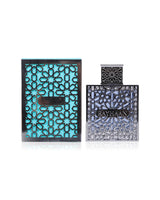 Rayhaan aquatica perfume bottle shows beside packaging against white background